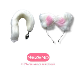 PLUG COLA GATA CON OREJAS TALLA S / COLORES NEGRO ,ROSA,PURPURA